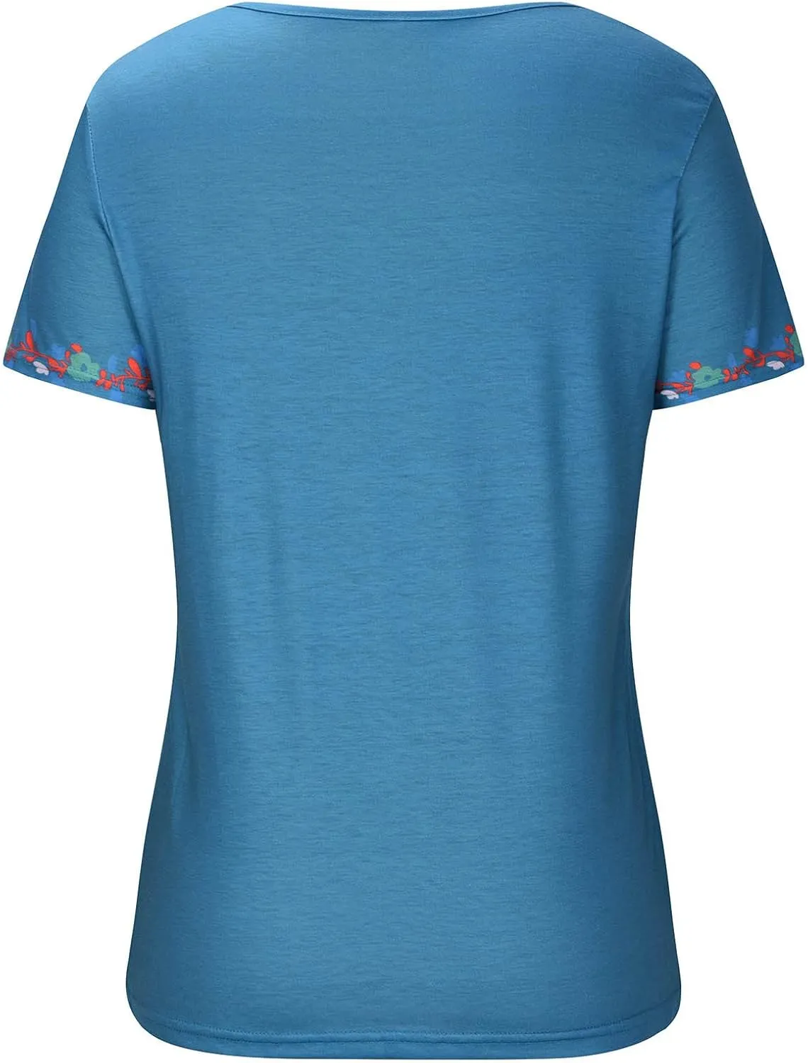 Women's Embroidered Tops Mexican Print Shirt V Neck Summer Casual Top Short Sleeve Tunic Tees Loose Blouses