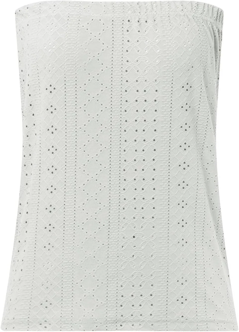 Women's Eyelet Tube Tops Strapless Bandeau Tank Top Casual Summer Sleeveless Shirts Loose Casual Basic Tees