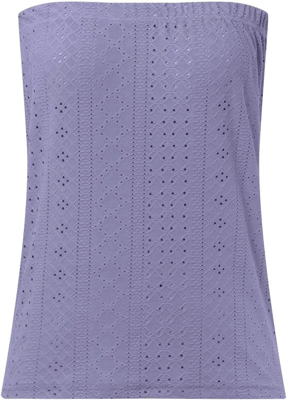 Women's Eyelet Tube Tops Strapless Bandeau Tank Top Casual Summer Sleeveless Shirts Loose Casual Basic Tees