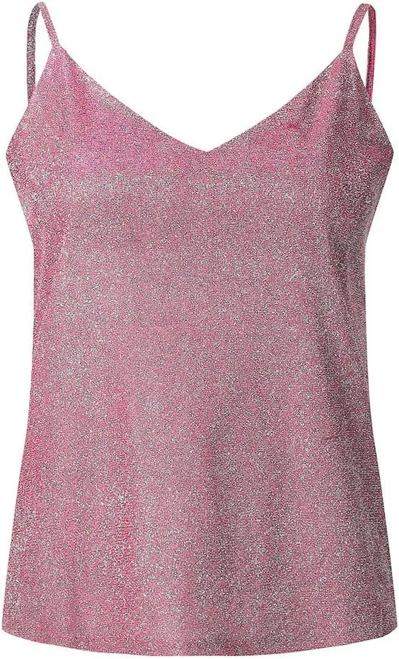Womens Glitter Sequin Tank Tops Ladies Sexy Sparkle Cami Swing Vest Clubwear