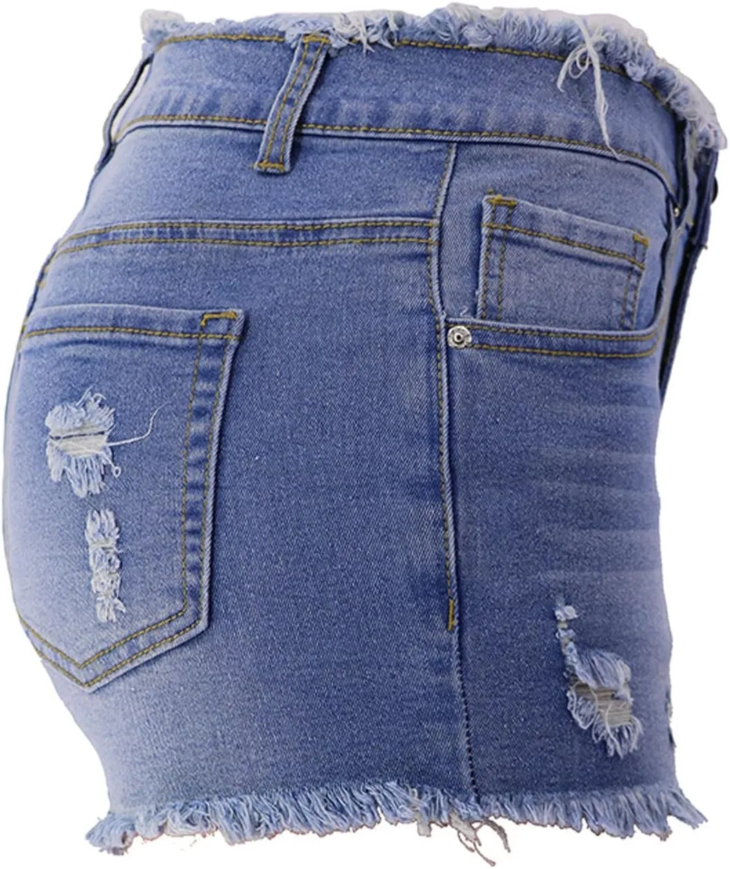 Womens High Waisted Skinny Stretchy Denim Shorts Casual Summer Frayed Raw Hem Distressed Ripped Jeans Hot Shorts