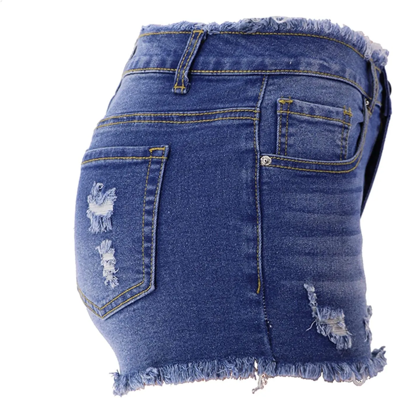 Womens High Waisted Skinny Stretchy Denim Shorts Casual Summer Frayed Raw Hem Distressed Ripped Jeans Hot Shorts