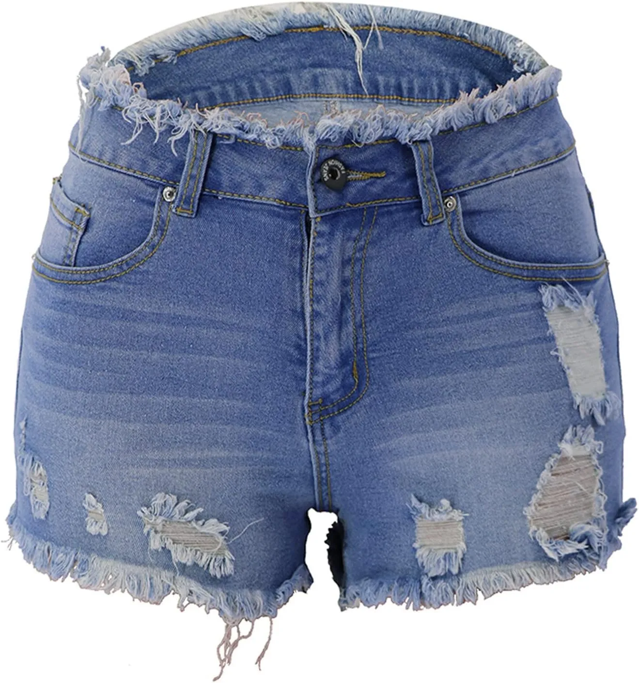 Womens High Waisted Skinny Stretchy Denim Shorts Casual Summer Frayed Raw Hem Distressed Ripped Jeans Hot Shorts