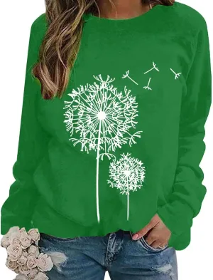 Womens Hoodies Crewneck Oversized Sweatshirts Dandelion Graphic Sweater Pullover Fall Fashion Clothes for Teen Girls