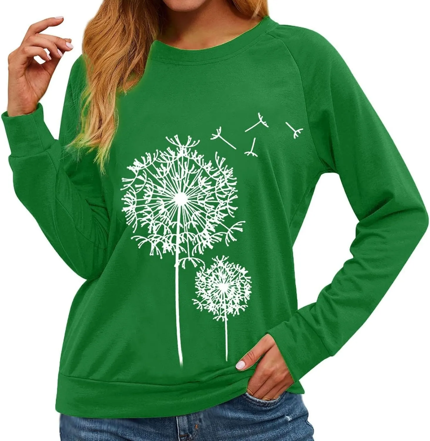 Womens Hoodies Crewneck Oversized Sweatshirts Dandelion Graphic Sweater Pullover Fall Fashion Clothes for Teen Girls