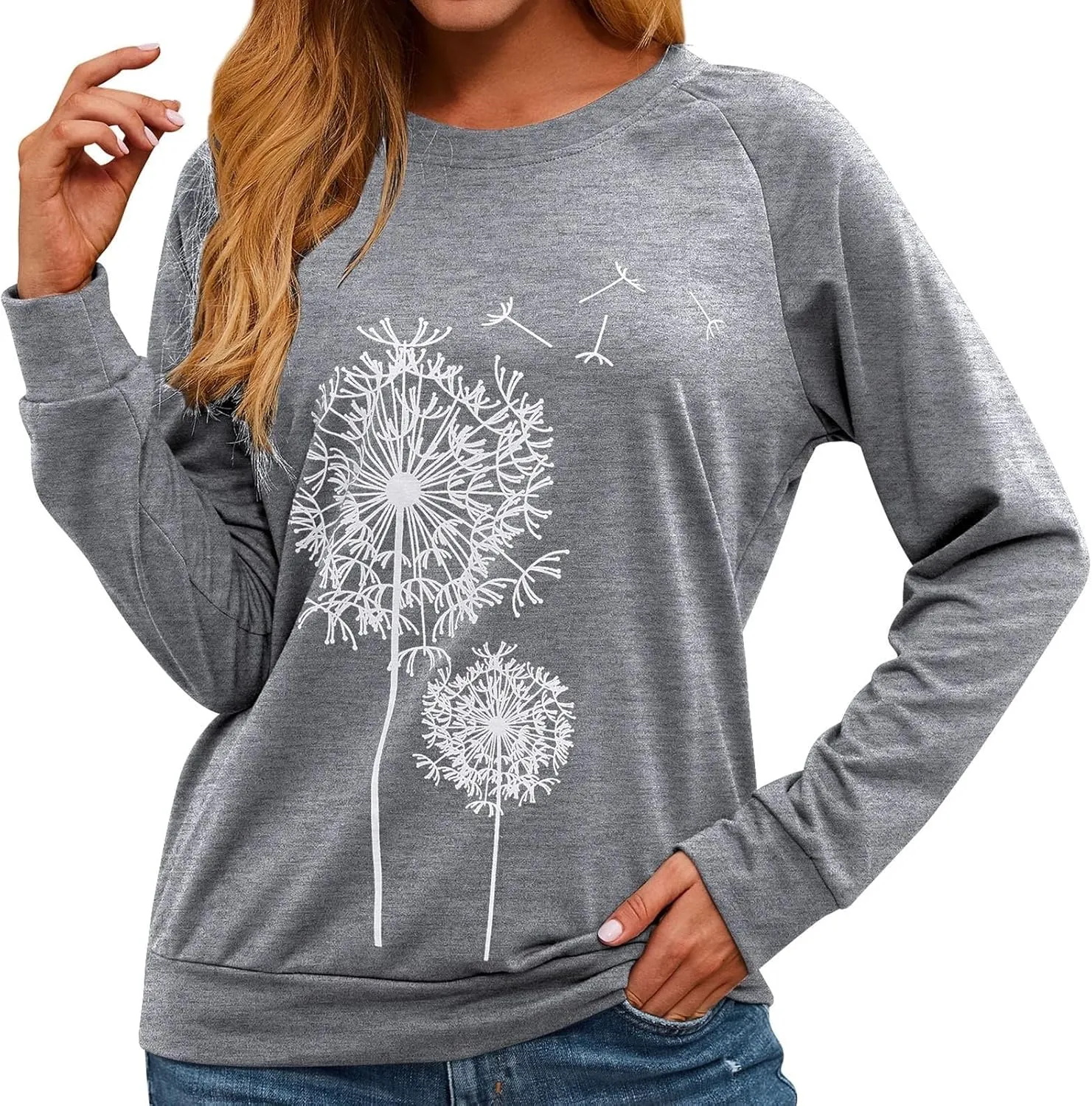 Womens Hoodies Crewneck Oversized Sweatshirts Dandelion Graphic Sweater Pullover Fall Fashion Clothes for Teen Girls