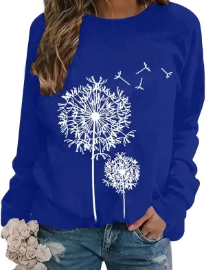 Womens Hoodies Crewneck Oversized Sweatshirts Dandelion Graphic Sweater Pullover Fall Fashion Clothes for Teen Girls