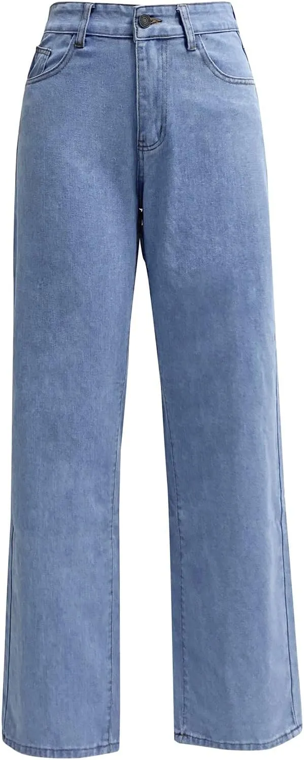Women's Jeans Trendy High Waisted Jeans Stretch Straight Leg Jeans with Pockets
