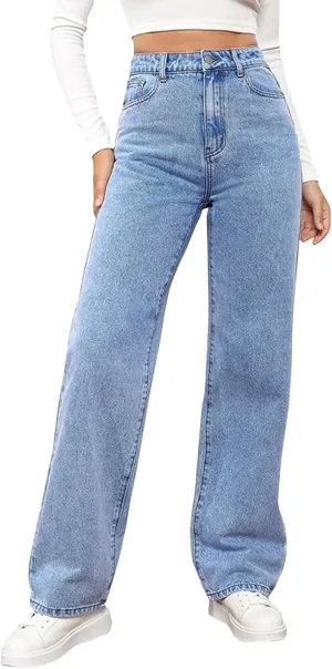 Women's Jeans Trendy High Waisted Jeans Stretch Straight Leg Jeans with Pockets