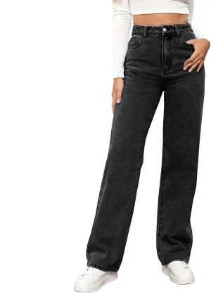 Women's Jeans Trendy High Waisted Jeans Stretch Straight Leg Jeans with Pockets