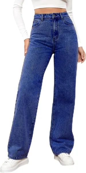 Women's Jeans Trendy High Waisted Jeans Stretch Straight Leg Jeans with Pockets
