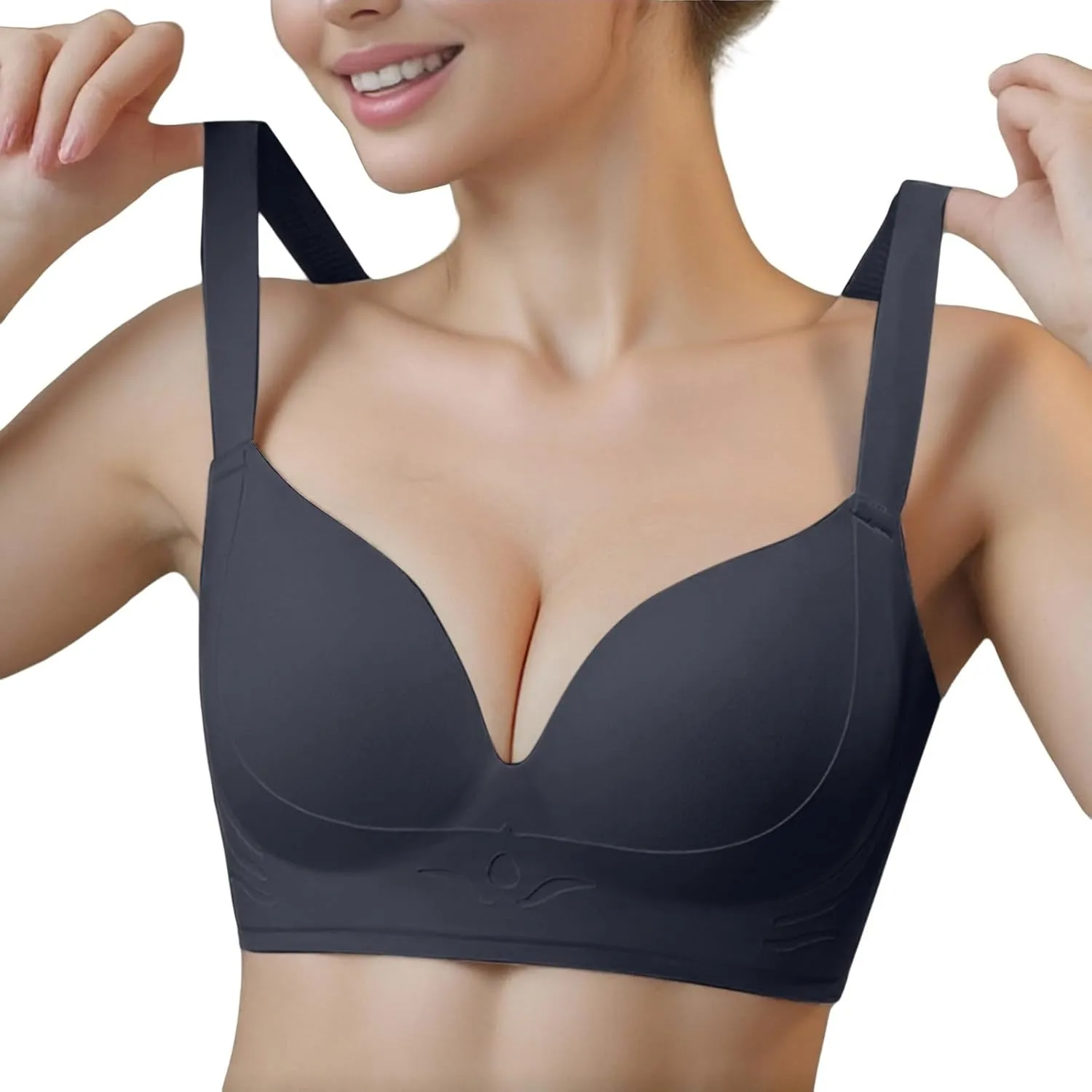 Women's Large Breast Revealing Small Underwear Thin Anti Sagging Wireless Bra Tan Bra for Women
