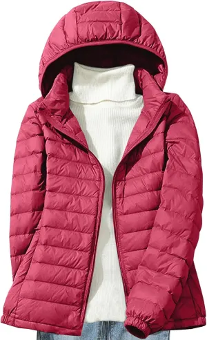 Women's Lightweight Puffer Coats Quilted Down Jacket Warm Winter Jacket Long Sleeve Full Zip Packable Hooded Jackets