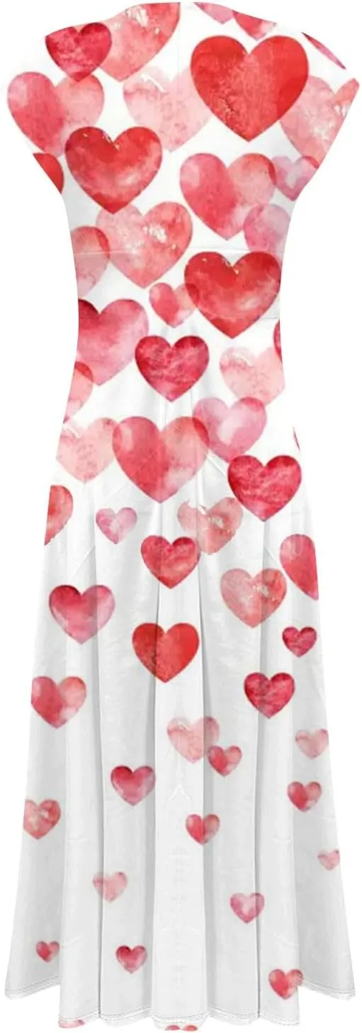 Women's Long Casual Dress Spring Summer Short Sleeve V-Neck Waist Retraction Printed Dress Fashion