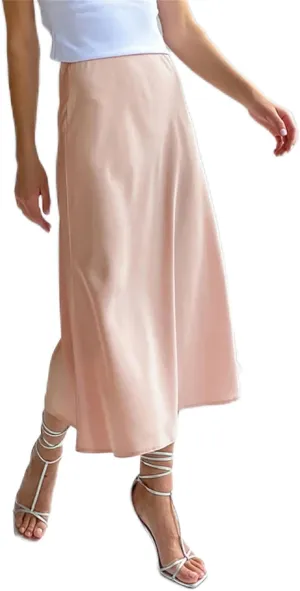 Women's Long Satin Skirt High Waist Autumn Office A-Line Solid Vintage Silk Midi Skirt