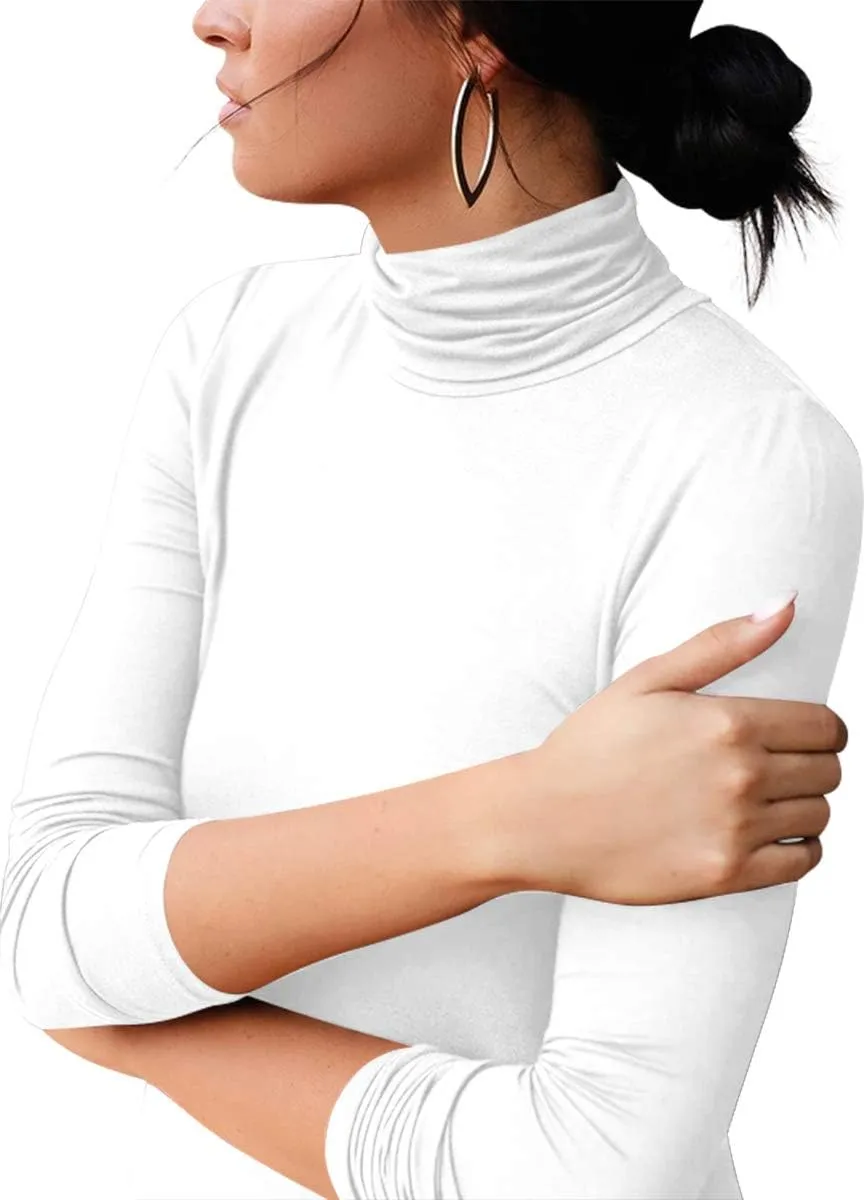 Women's Long Sleeve Turtleneck Casual Loose T-Shirt Dresses