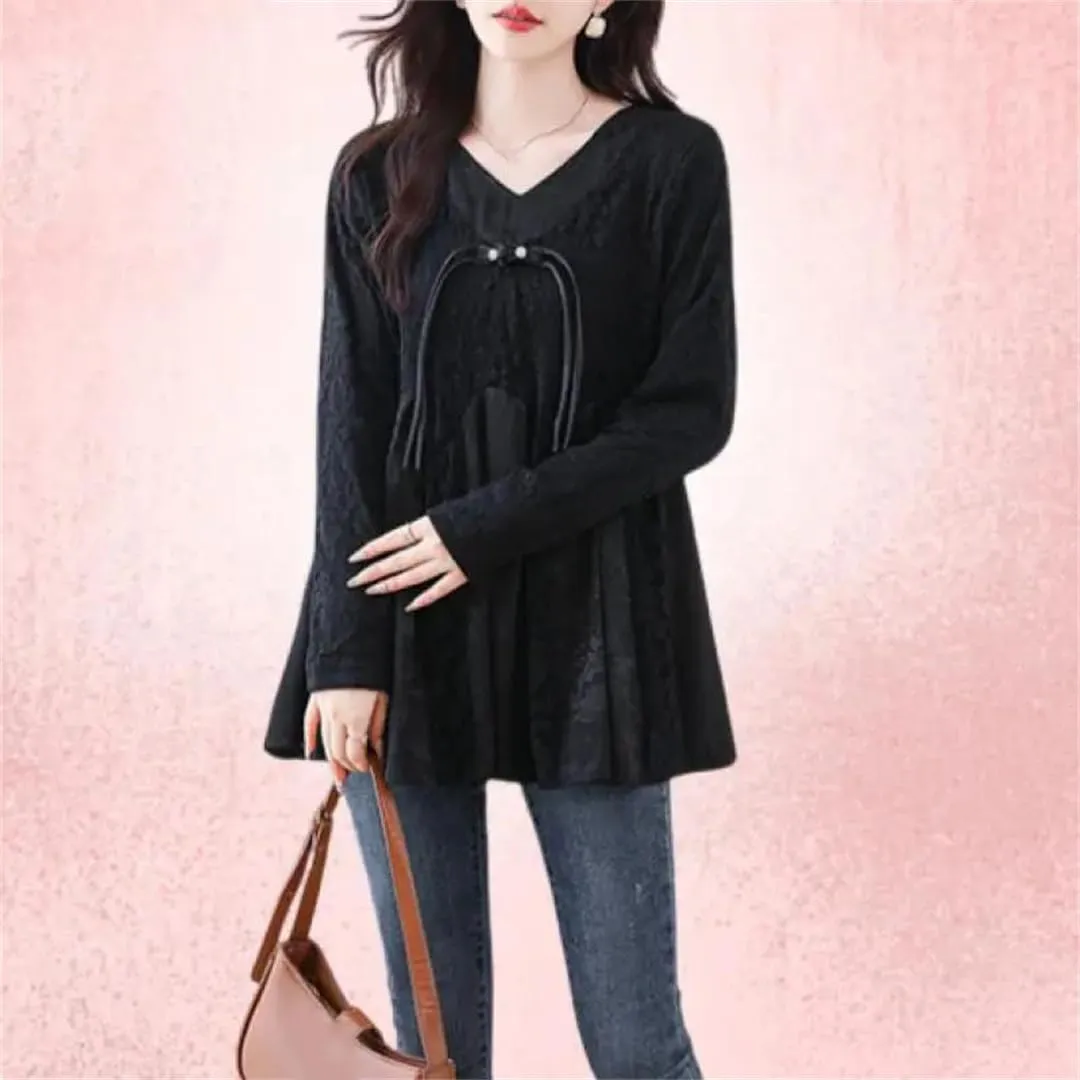 Women's Loose Lace Peplum Shirts Vintage Tunic Tops Blouses