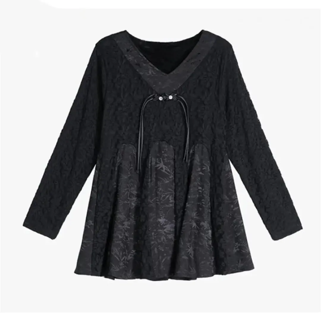 Women's Loose Lace Peplum Shirts Vintage Tunic Tops Blouses