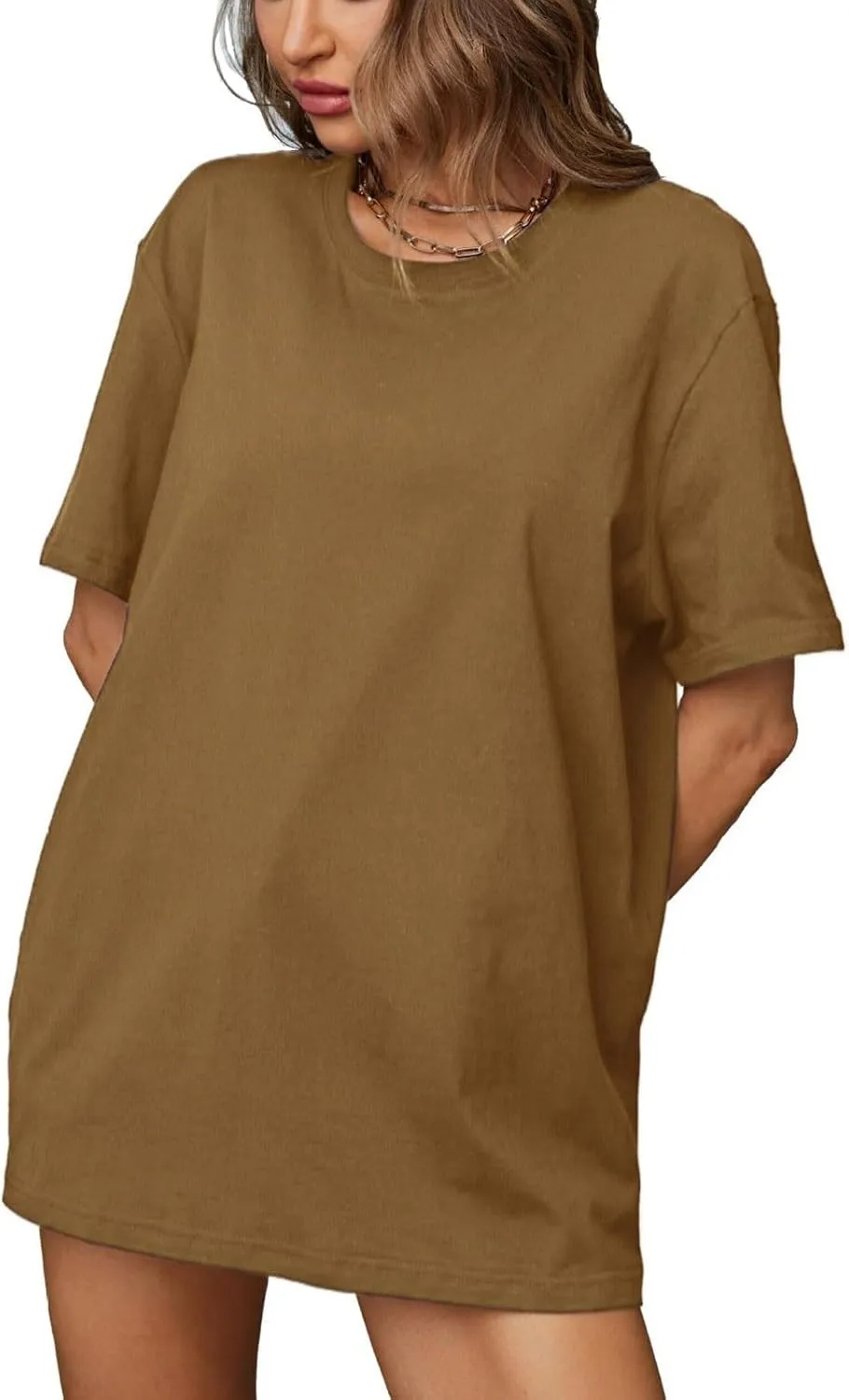 Womens Oversized T Shirts Summer Tops Short Sleeve Cotton Crewneck Tshirt Loose Workout Casual Plain Basic Tee