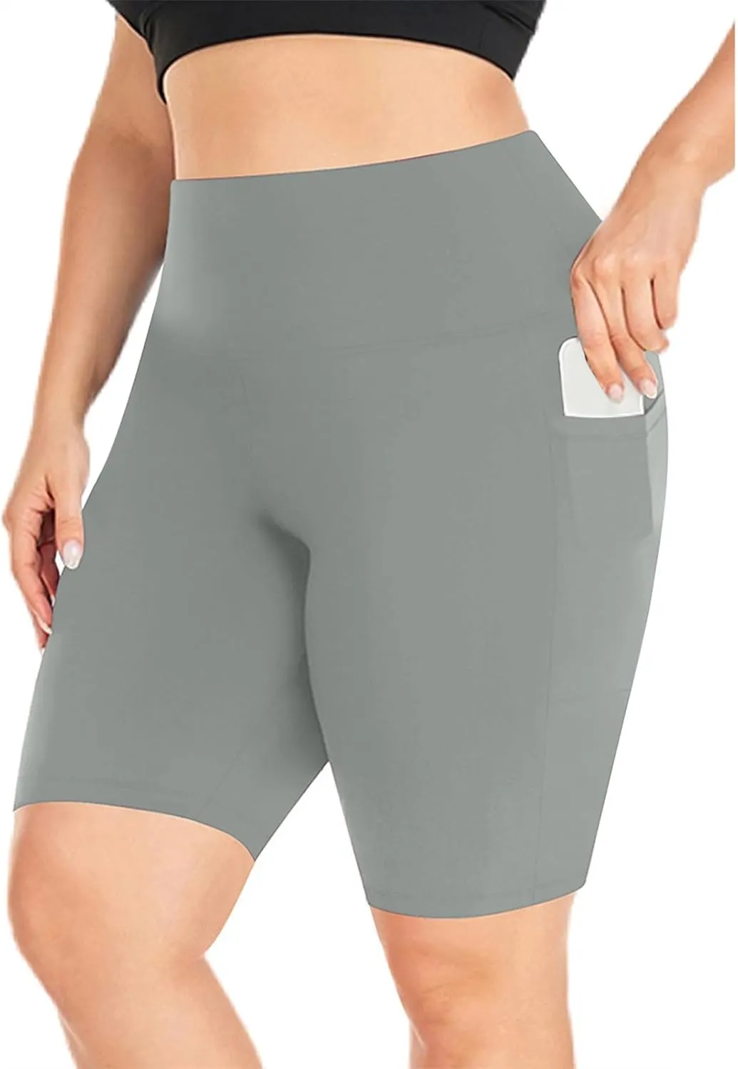 Womens Plus Size Tummy Control Biker Shorts Summer Soft Comfy Sports Workout High Waist Gym Yoga Shorts with Pockets