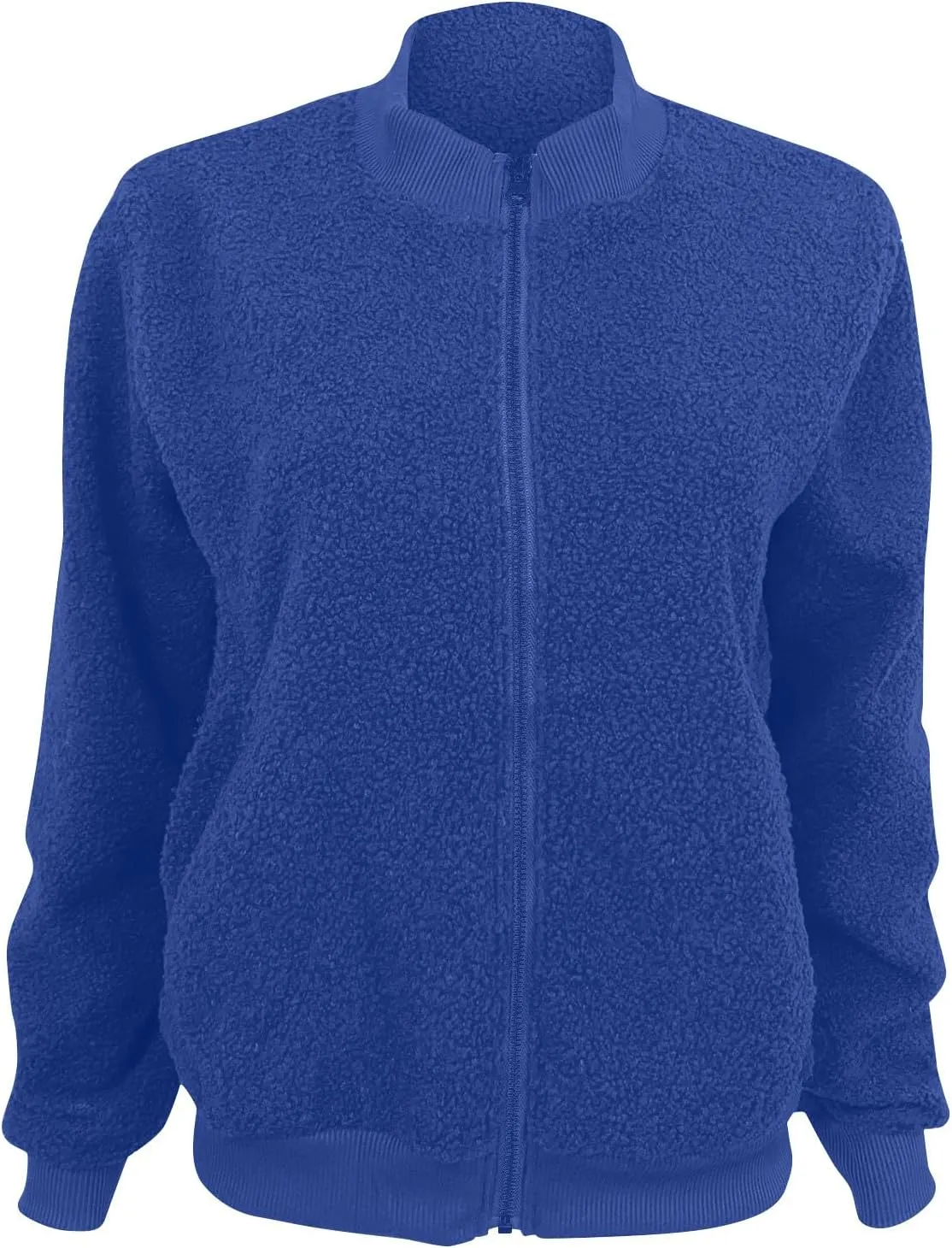 Women's Sherpa Fleece Jacket Faux Fuzzy Long Sleeve Casual Zip up Bomber Coat Winter Fuzzy Casual Zip up Coat Pocket