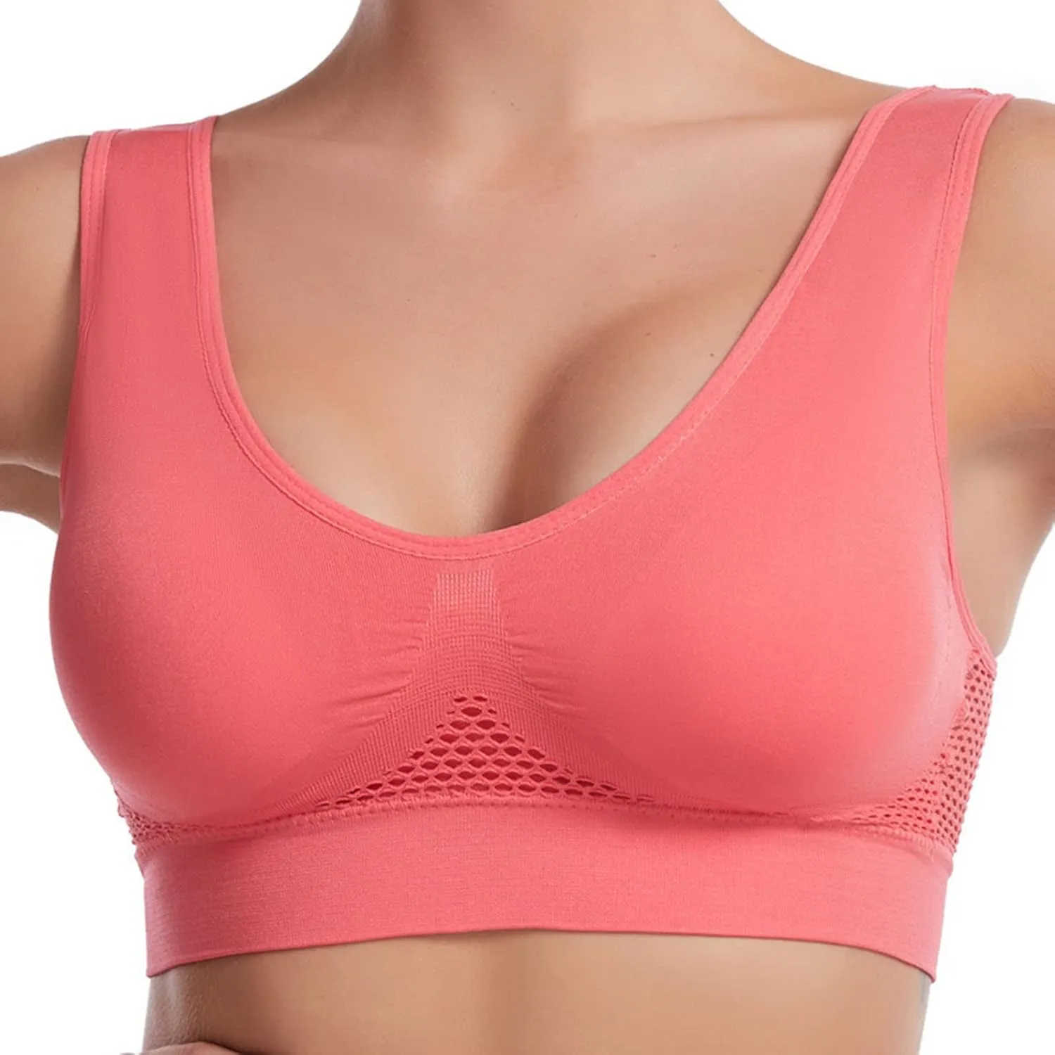 Women's Sports Bra Shockproof Yoga Running Large Size Tank Underwear Wire-Free Mesh Breathable Comfy Brassiere 2024