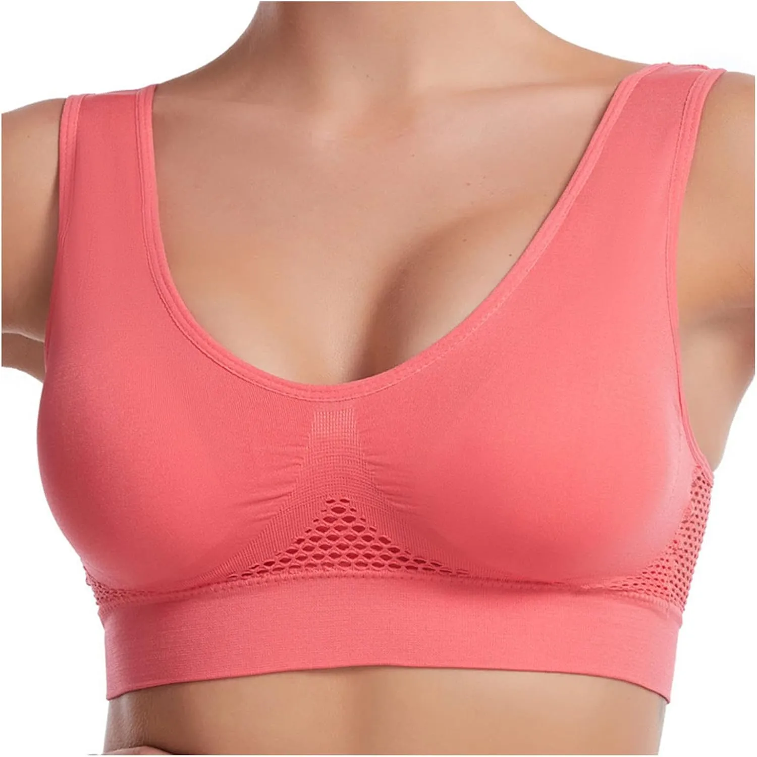 Women's Sports Bra Shockproof Yoga Running Large Size Tank Underwear Wire-Free Mesh Breathable Comfy Brassiere 2024