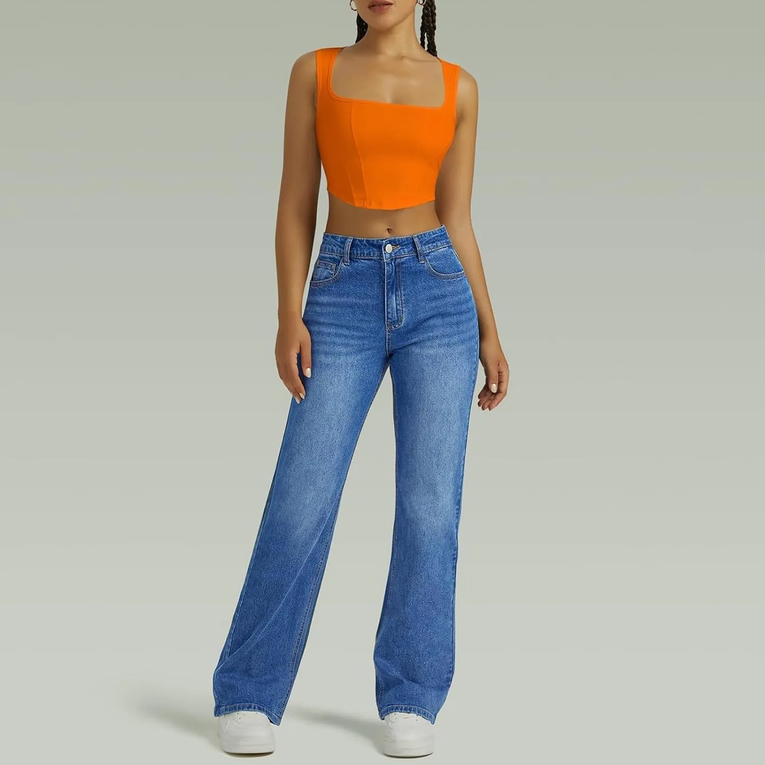 Womens Straight Leg Jeans 2025 Trendy High Waisted Wide Leg Pants Casual Loose Microelastic Boyfried Denim Trousers