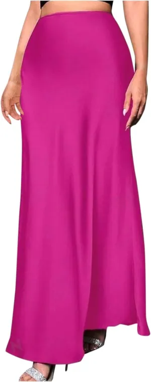 Womens Summer Skirt 2025 Silk Elegant High Waist Cocktail Party Wedding Mermaid Satin Maxi Skirts Spring Fall Outfit
