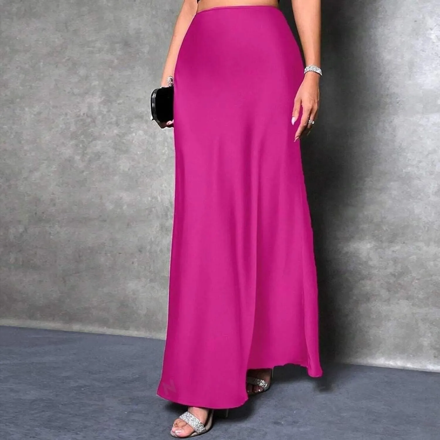 Womens Summer Skirt 2025 Silk Elegant High Waist Cocktail Party Wedding Mermaid Satin Maxi Skirts Spring Fall Outfit