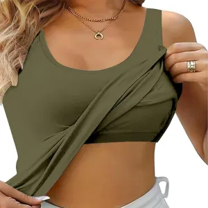Womens Tank Tops Dressy Casual Shelf Bra Tank Tops Racerback Workout Camis Yoga Shirt Cotton Undershirt Tank Tops for Women