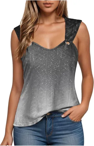 Womens Tank Tops Loose Fit 2025 Trendy Summer V Neck Sleeveless T Shirts Spring Clothes Casual Loose Blouses