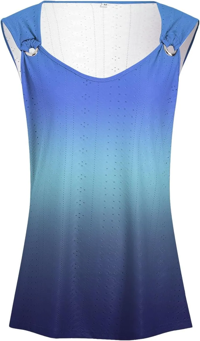 Womens Tank Tops Loose Fit 2025 Trendy Summer V Neck Sleeveless T Shirts Spring Clothes Casual Loose Blouses