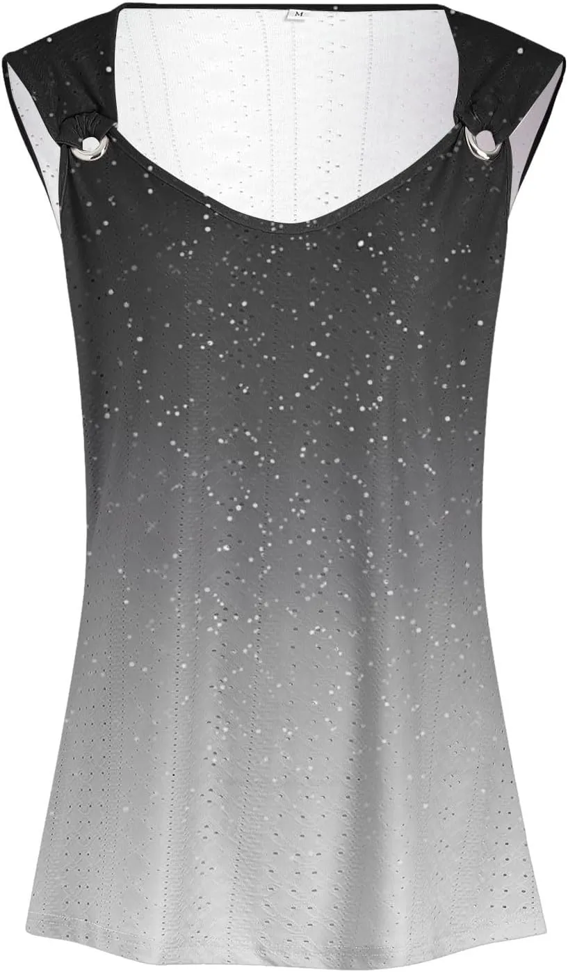 Womens Tank Tops Loose Fit 2025 Trendy Summer V Neck Sleeveless T Shirts Spring Clothes Casual Loose Blouses