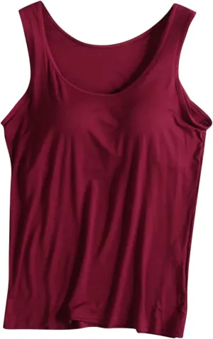 Women's Tank Tops with Built in Bras,2024 Summer Plus Size Tank Tops Scoop Neck Loose Fit Yoga Basic Sleeveless Tops