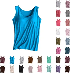 Women's Tank Tops with Built in Bras,2024 Summer Plus Size Tank Tops Scoop Neck Loose Fit Yoga Basic Sleeveless Tops