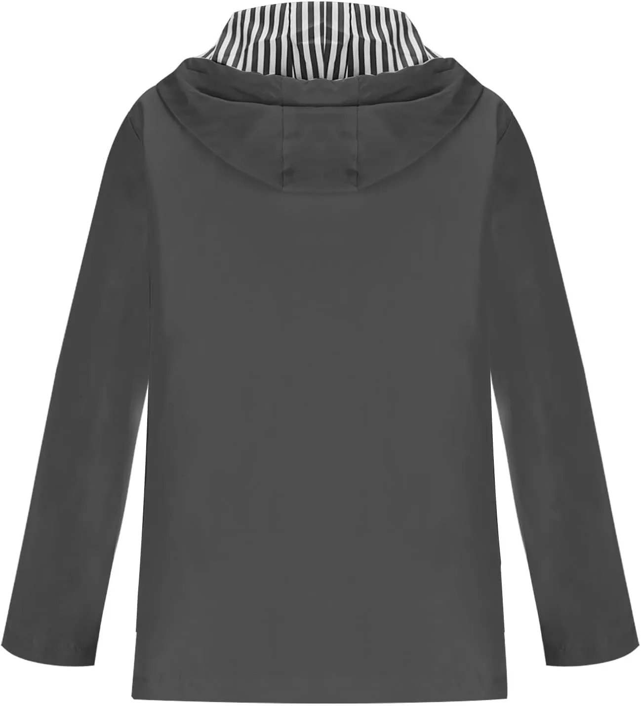 Women's Waterproof Rain Jacket with Hood Lightweight Button Zip Up Raincoat Active Outdoor Windbreaker with Pockets