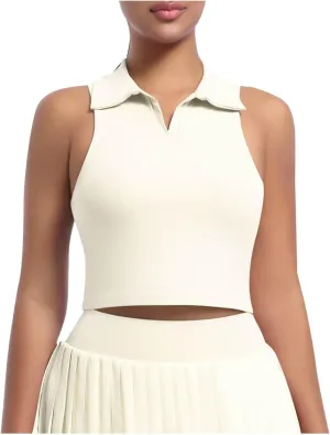 Women's Workout Tank Tops Casual Fashion V Neck Sleeveless Golf Shirts Summer Athletic Workout Quick Dry Blouse