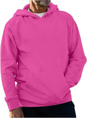 Ymosrh Men's Hoodie Pullover Solid Color Long Sleeve Drawstring Casual Hooded Sweatshirts Men's, M-4XL